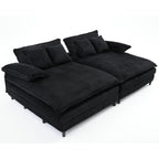Harmonia 109 W Oversized Corduroy Sofa Bed, Deep Seat Double Lounge Chaise with 4 Pillows