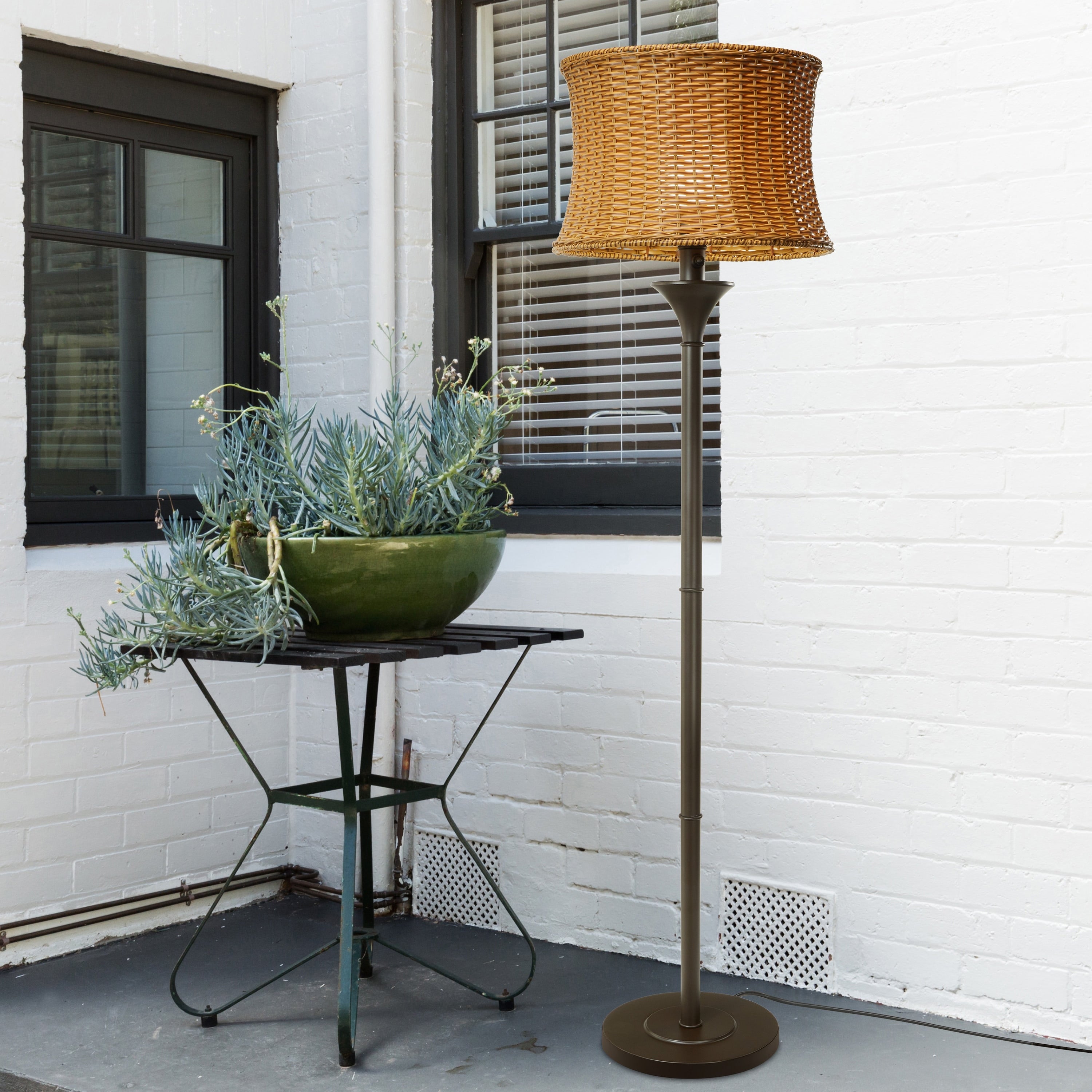 Havenside Home Pocologan 59.5-inch Outdoor and Indoor Basket-weave Floor Lamp - 16.25L x 16.25W x 59.5H