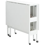 Height Adjustable Craft Table with Storage Shelves, Mobile Folding Cutting Table for Home Office Sewing Room Craft Room