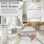 Height Adjustable Craft Table with Storage Shelves, Mobile Folding Cutting Table for Home Office Sewing Room Craft Room