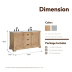 Hervas Bath Vanity with Natural Marble Top without Mirror