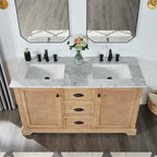 Hervas Bath Vanity with Natural Marble Top without Mirror