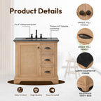 Hervas Bath Vanity with Natural Marble Top without Mirror