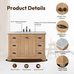 Hervas Bath Vanity with Natural Marble Top without Mirror