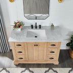Hervas Bath Vanity with Natural Marble Top without Mirror