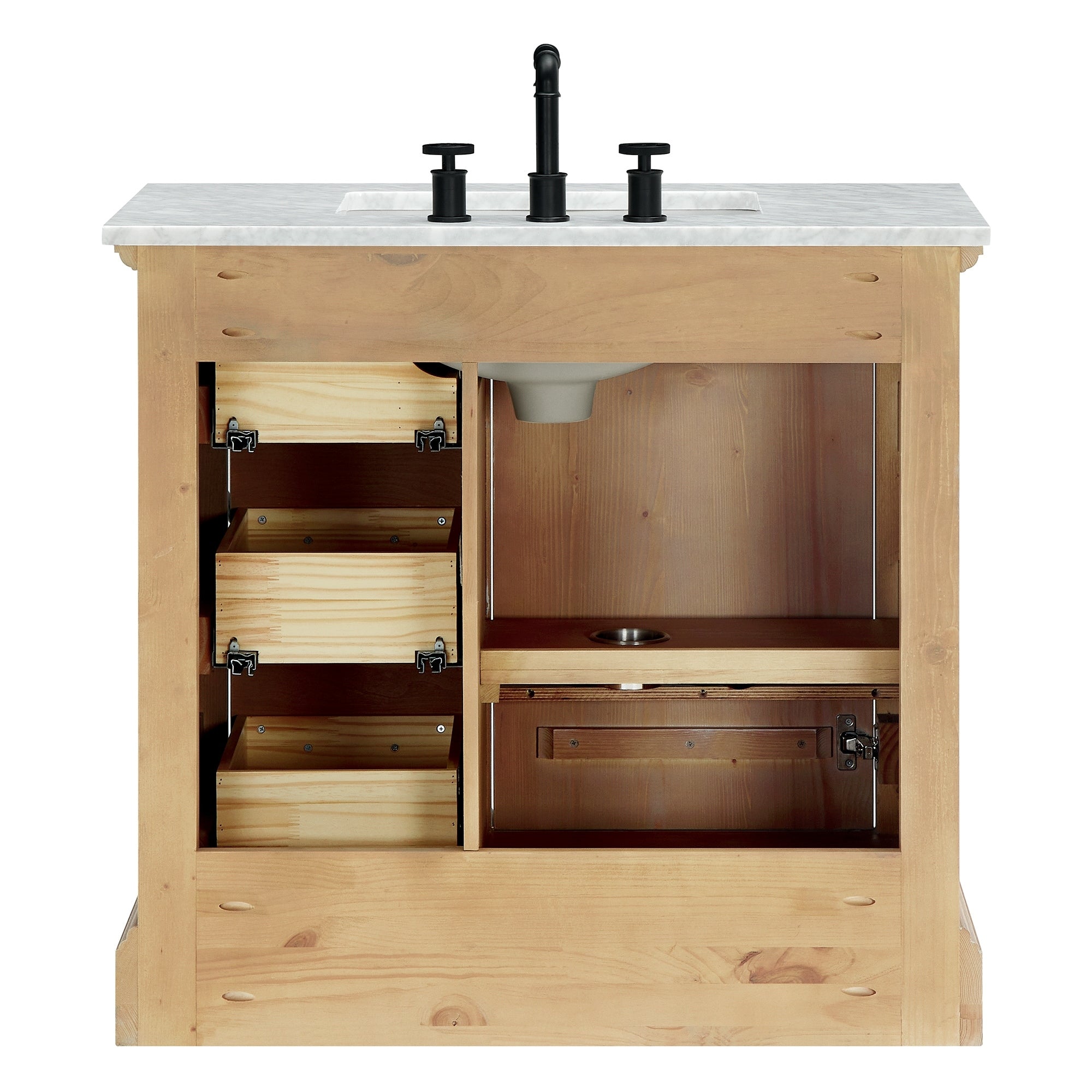 Hervas Bath Vanity with Natural Marble Top without Mirror