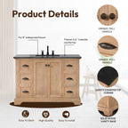 Hervas Bath Vanity with Natural Marble Top without Mirror