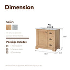 Hervas Bath Vanity with Natural Marble Top without Mirror