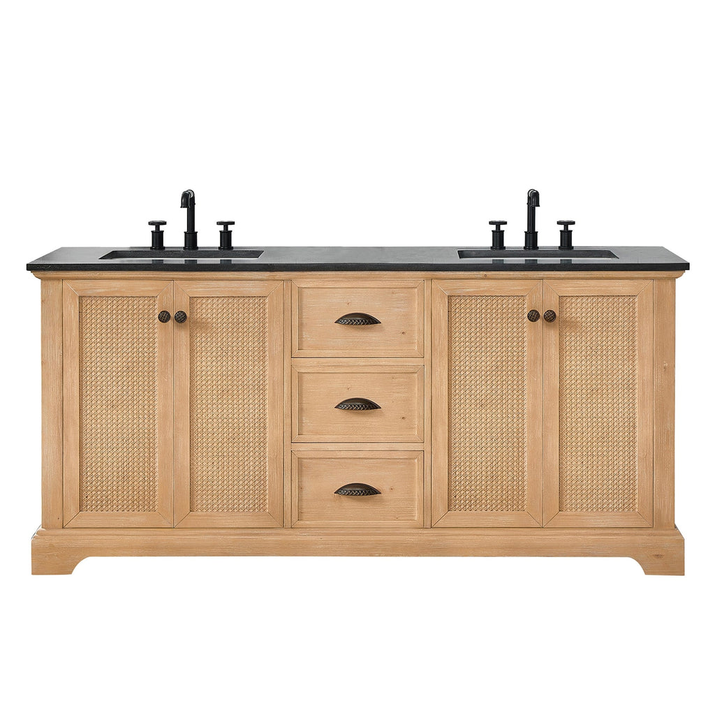 Hervas Bath Vanity with Natural Marble Top without Mirror