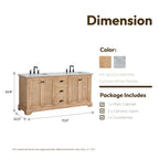 Hervas Bath Vanity with Natural Marble Top without Mirror