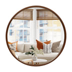 Classic Wooden Frame Farmhouse Round Wall Mirror