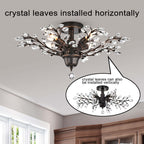 Holly 4-light Crystal Leaves Flush Mount