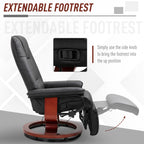 HomCom Faux Leather Adjustable Manual Swivel Base Recliner Chair with Comfortable and Relaxing Footrest