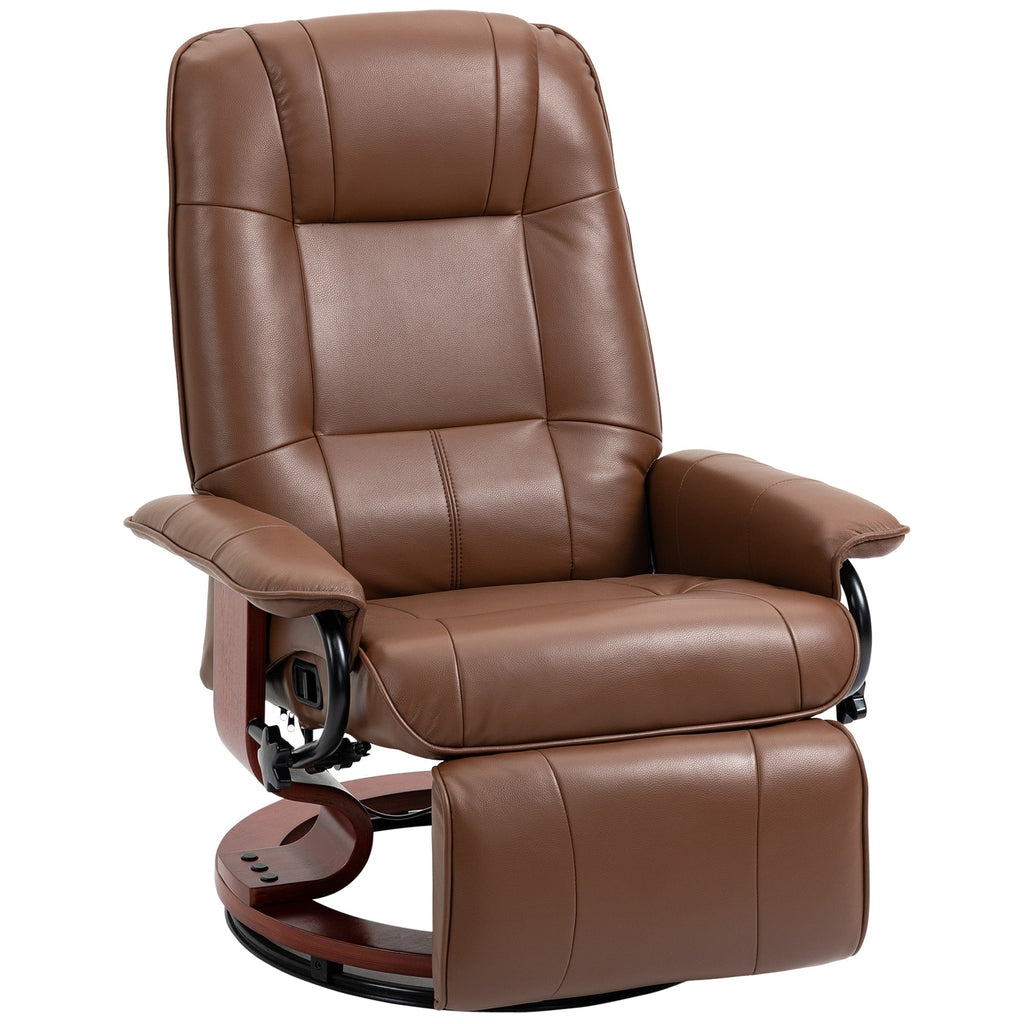 HomCom Faux Leather Adjustable Manual Swivel Base Recliner Chair with Comfortable and Relaxing Footrest