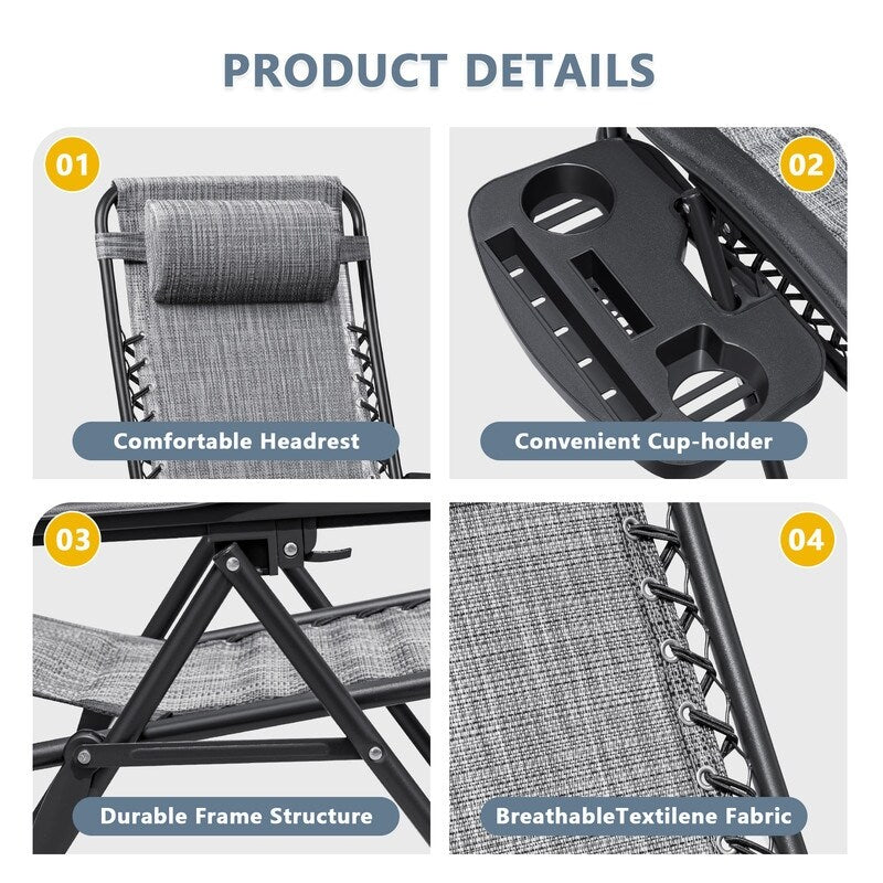 Homall Patio Zero Gravity Chair Lawn Lounge Chair with Pillow Set of 2