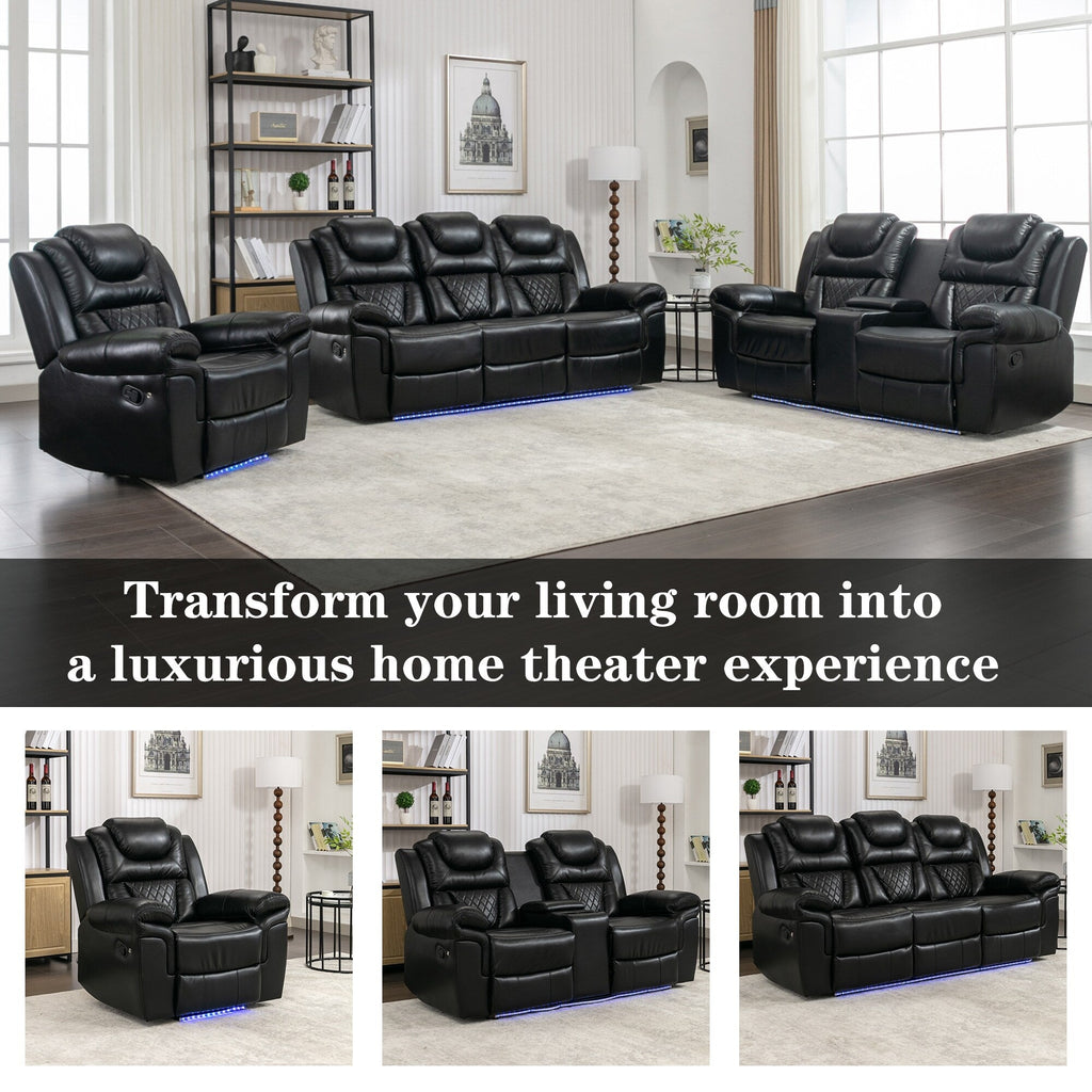Home Theater Seating Manual Recliner Loveseat with Hide-Away Storage