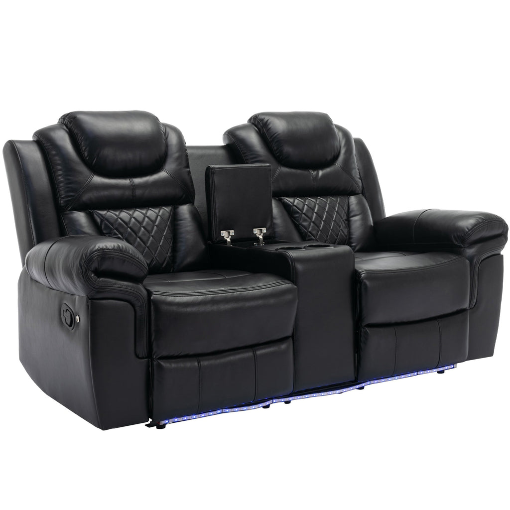 Home Theater Seating Manual Recliner Loveseat with Hide-Away Storage