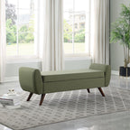 HomePop Modern Sherpa Storage Bench with Wood Legs