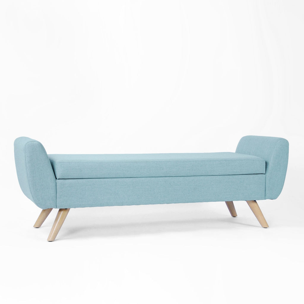 HomePop Modern Sherpa Storage Bench with Wood Legs