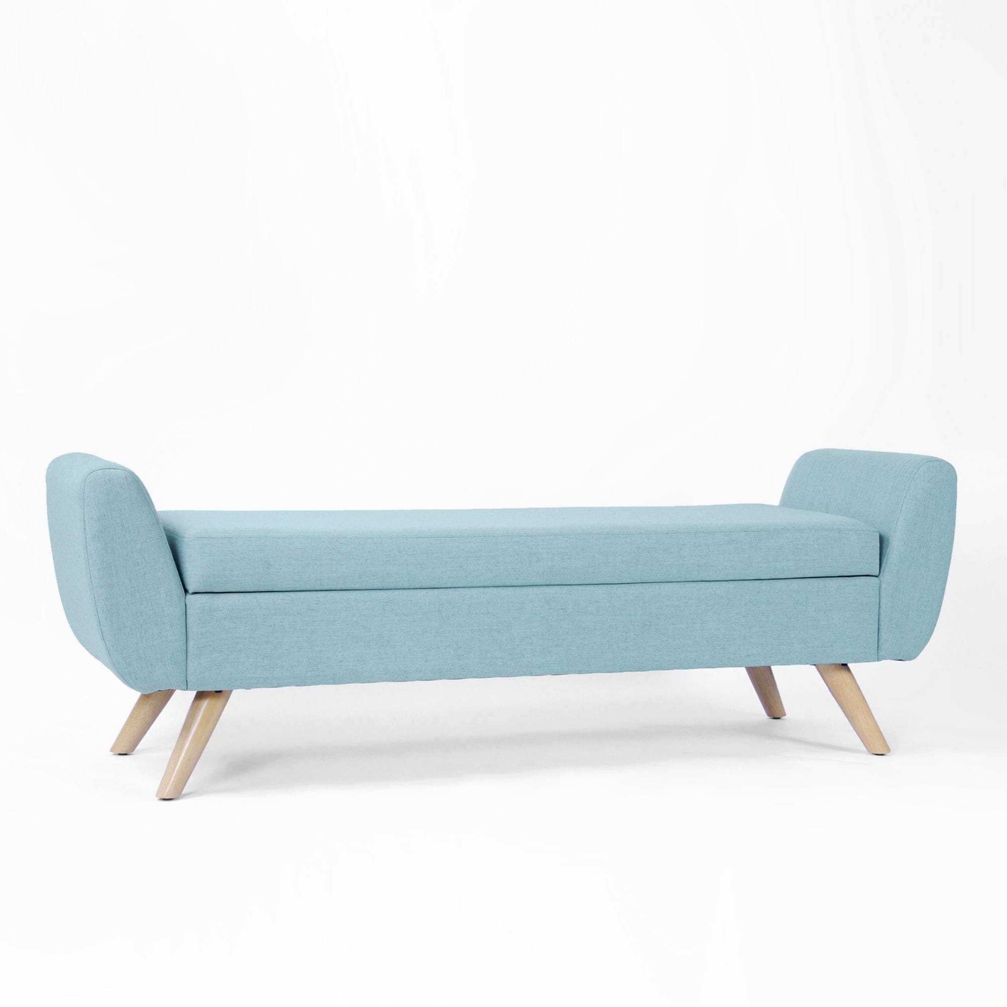 HomePop Modern Sherpa Storage Bench with Wood Legs