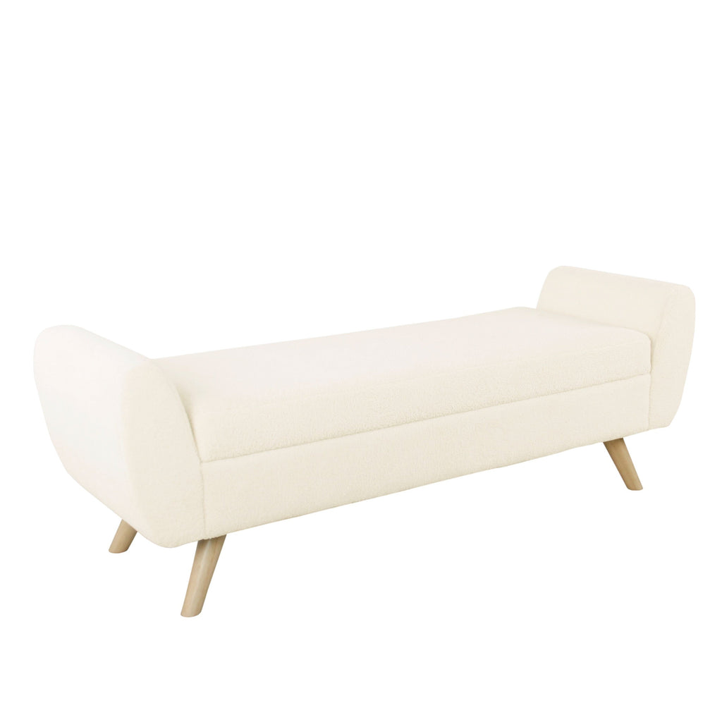 HomePop Modern Sherpa Storage Bench with Wood Legs