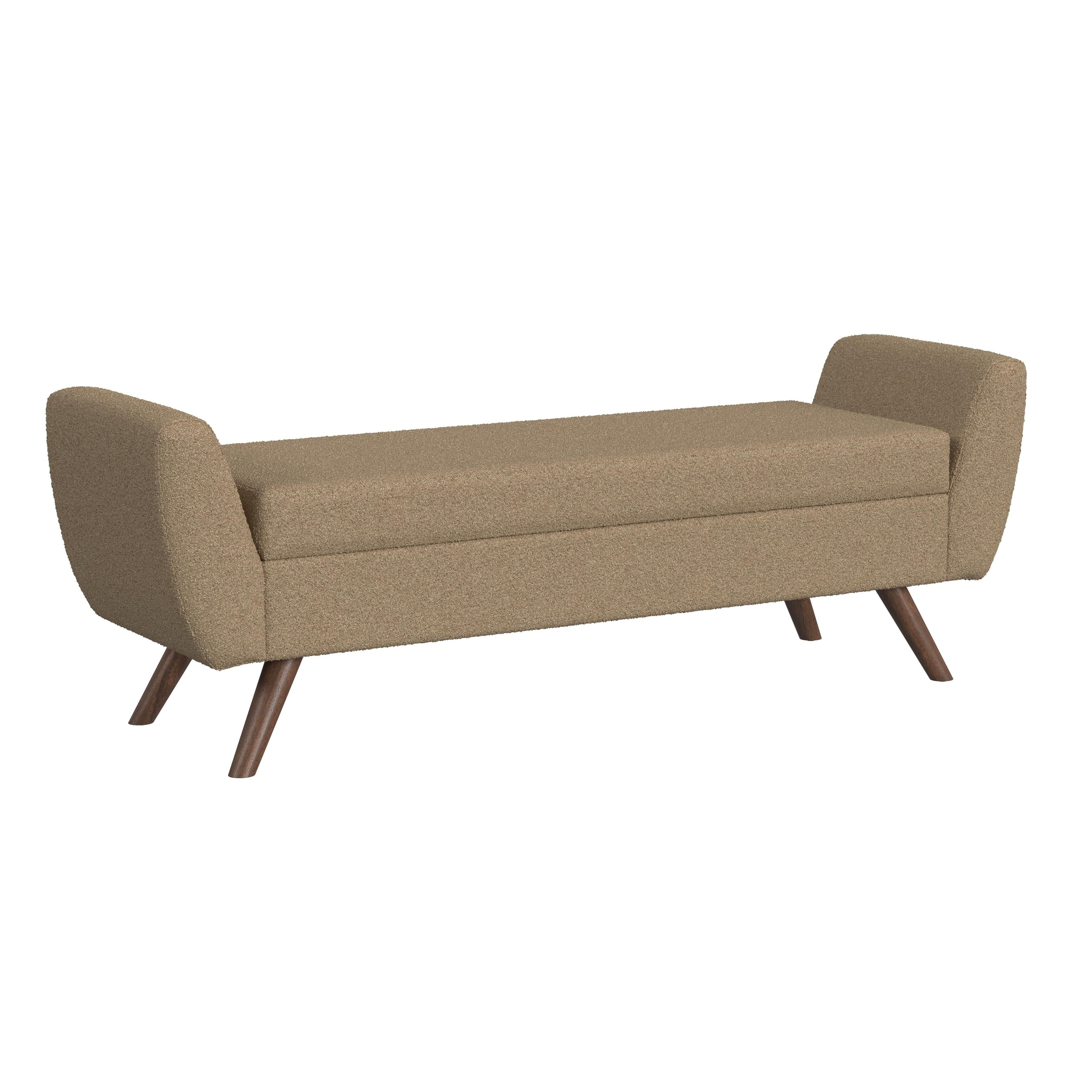 HomePop Modern Sherpa Storage Bench with Wood Legs