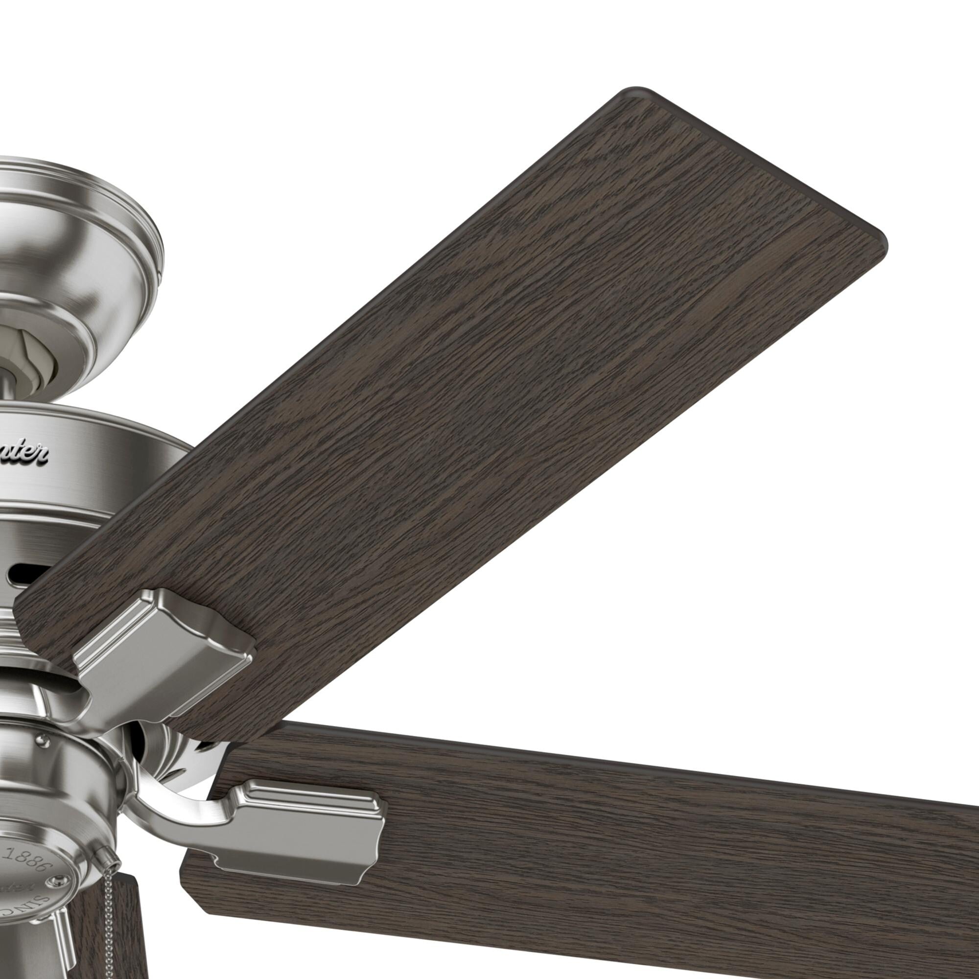 Hunter 44 Altidore Brushed Nickel Ceiling Fan with LED Light Kit, Pull Chain - Farmhouse, Rustic, Transitional