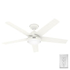 Hunter 52 Skyflow Outdoor Ceiling Fan w/ LED Light Kit, Wall Control - Coastal Modern Contemporary - WeatherMax - WET-RATED!