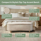 INK IVY Bailey Boucle-Style Curved Storage Accent Bench