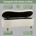 INK IVY Bailey Boucle-Style Curved Storage Accent Bench