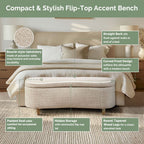 INK IVY Bailey Boucle-Style Curved Storage Accent Bench
