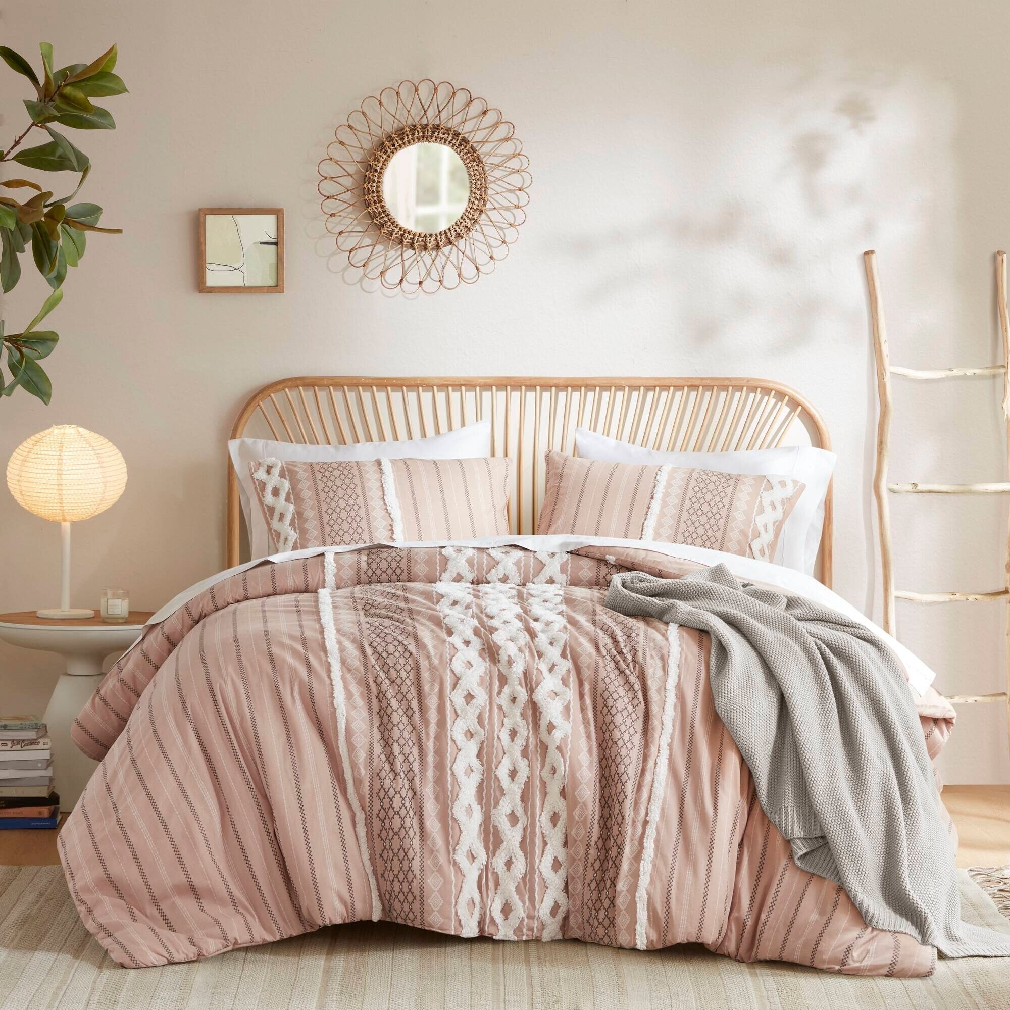 INK+IVY Imani Cotton Printed Duvet Cover Set with Chenille