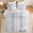 INK+IVY Imani Cotton Printed Duvet Cover Set with Chenille