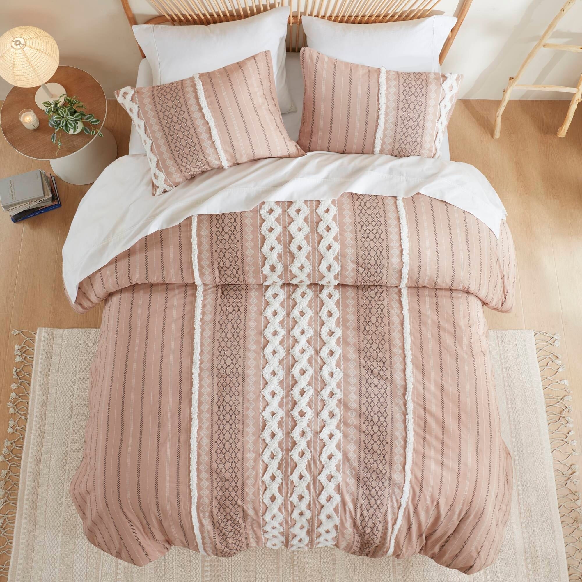 INK+IVY Imani Cotton Printed Duvet Cover Set with Chenille