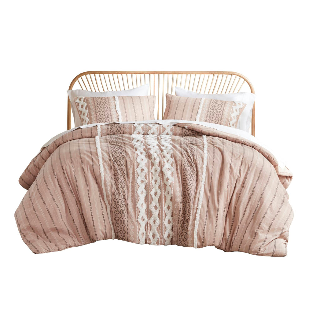 INK+IVY Imani Cotton Printed Duvet Cover Set with Chenille