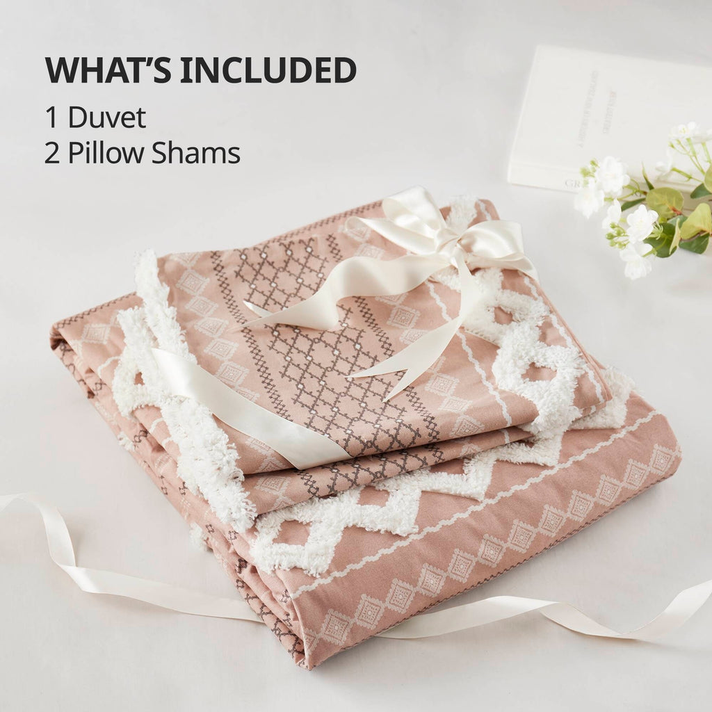 INK+IVY Imani Cotton Printed Duvet Cover Set with Chenille