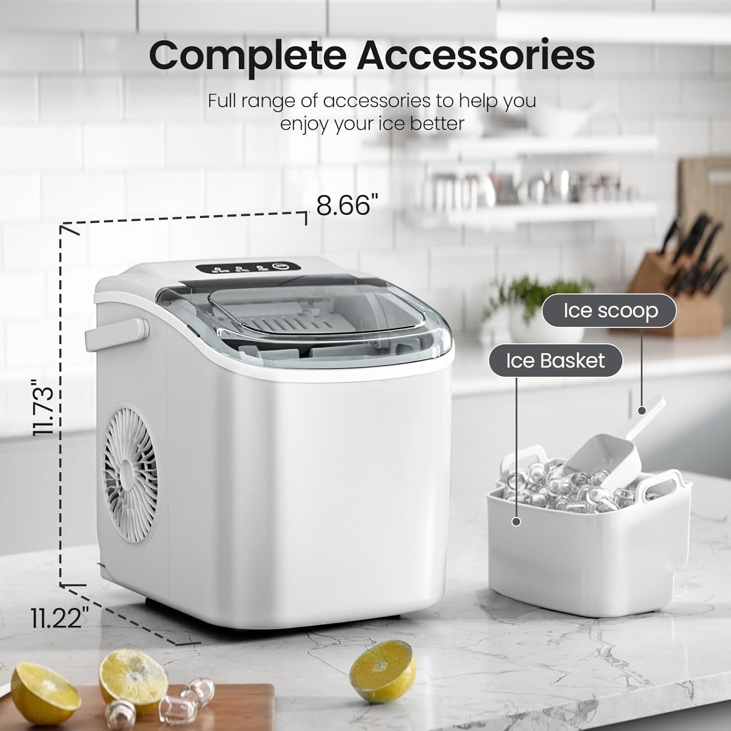 Ice Makers Countertop, Portable Ice Maker Machine with Handle, Self-Cleaning Ice Maker, for Home/Office/Kitchen