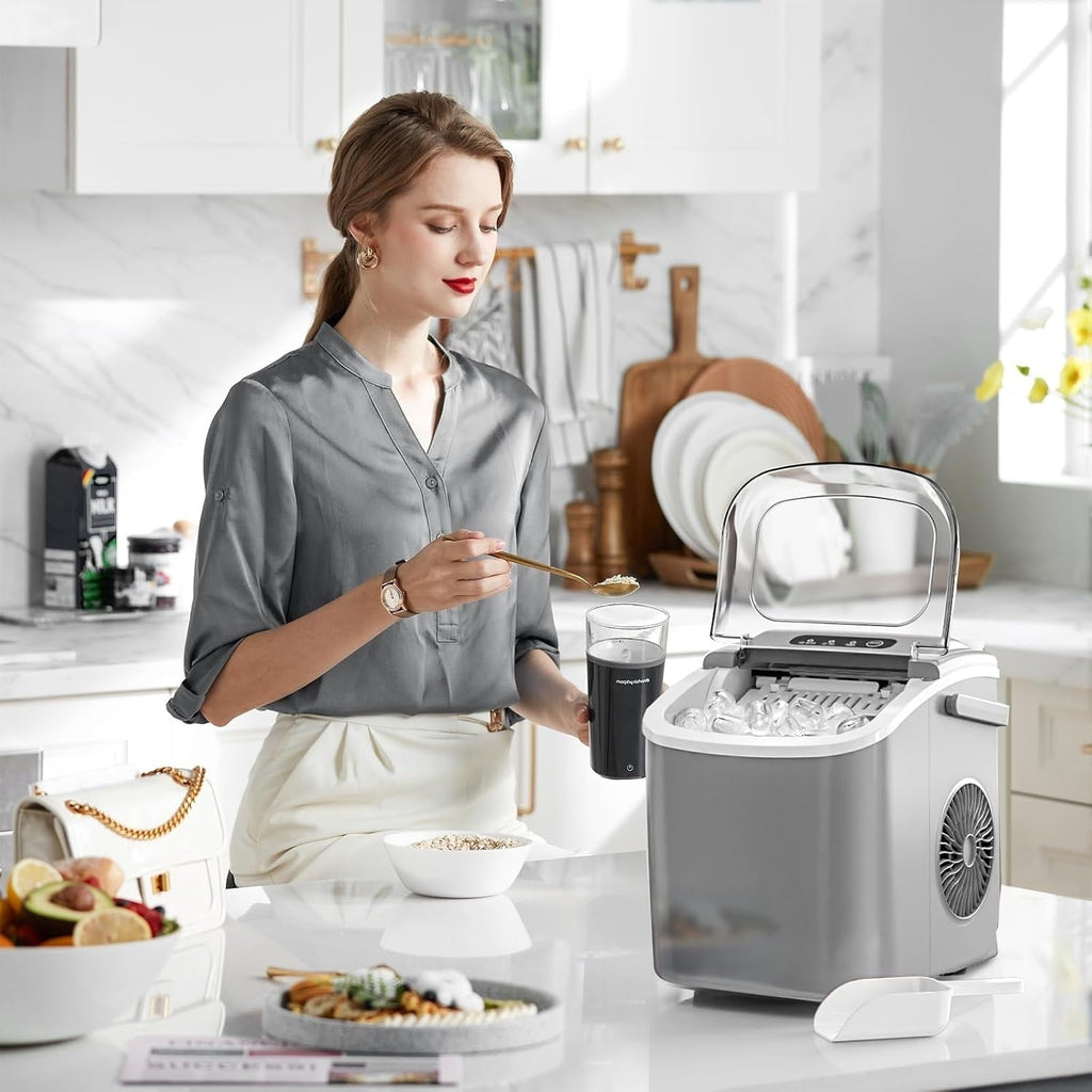 Ice Makers Countertop, Portable Ice Maker Machine with Handle, Self-Cleaning Ice Maker, for Home/Office/Kitchen