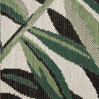 In- & Outdoor Rug Tropical Palm Leaf Design for Patio in Green Beige