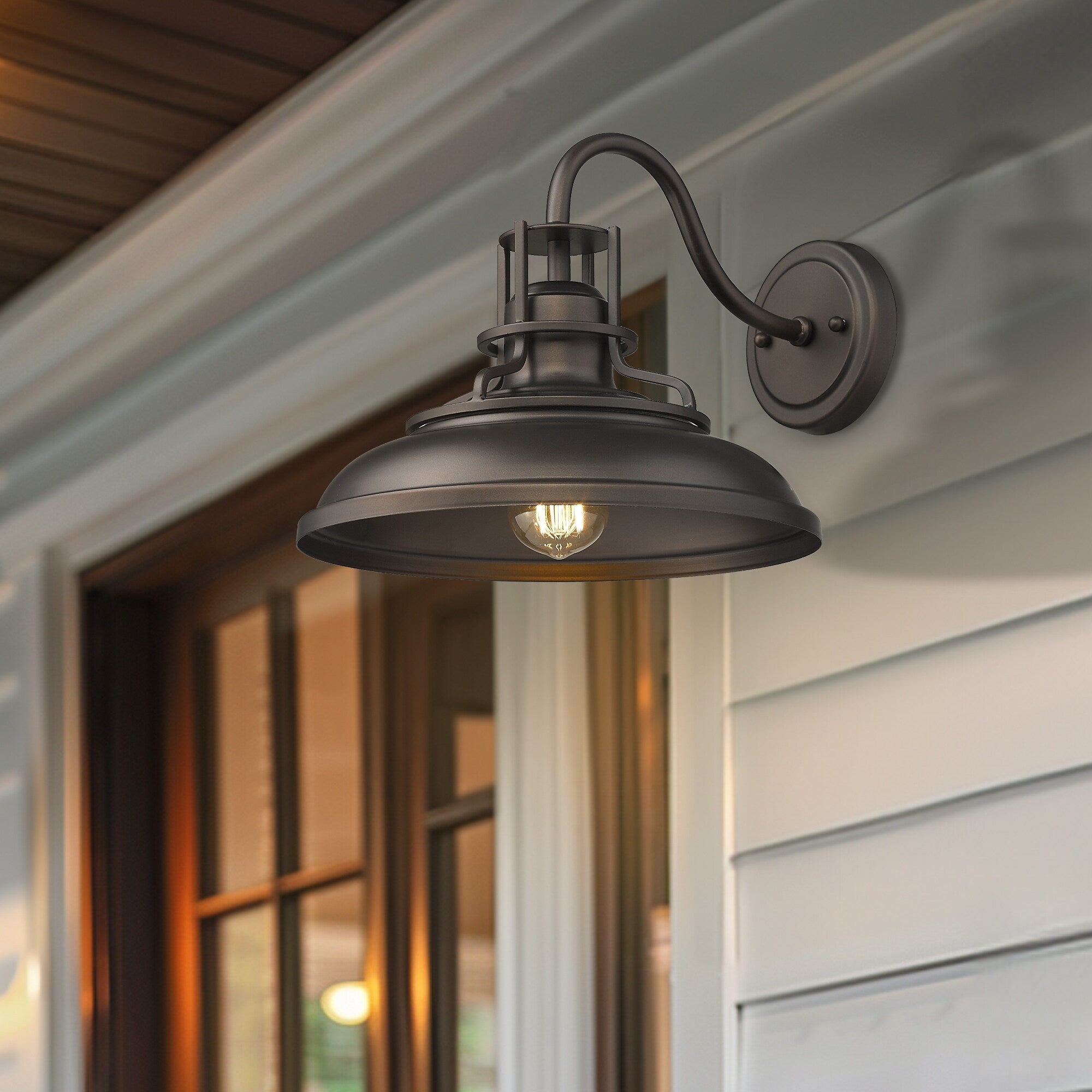 Indoor Outdoor Wall Sconces, Gooseneck Wall Sconces Vintage Farmhouse Wall Lamp, Oil Rubbed Bronze Finish
