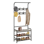Industrial Entryway Coat Rack with Shoe Bench 3-in-1 Functional Hall Tree