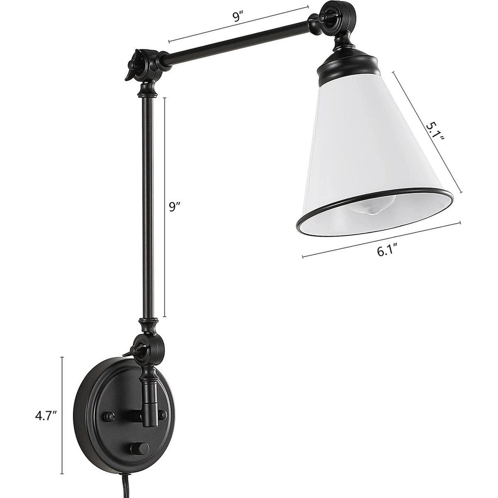 WINGBO Industrial Swing Arm Wall Sconce with Metal Shade,2-Pack...