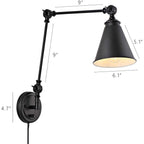 WINGBO Industrial Swing Arm Wall Sconce with Metal Shade,2-Pack...