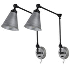 WINGBO Industrial Swing Arm Wall Sconce with Metal Shade,2-Pack...