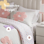 Intelligent Design Kids Madeline Floral Reversible Tufted Chenille Duvet Cover Set