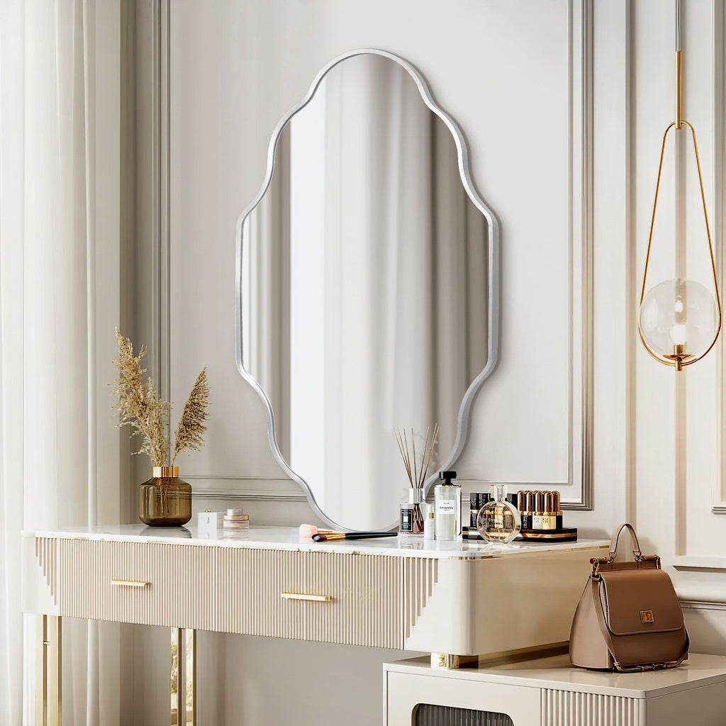 Scalloped Aluminum Alloy Framed Irregular Wall Mirror