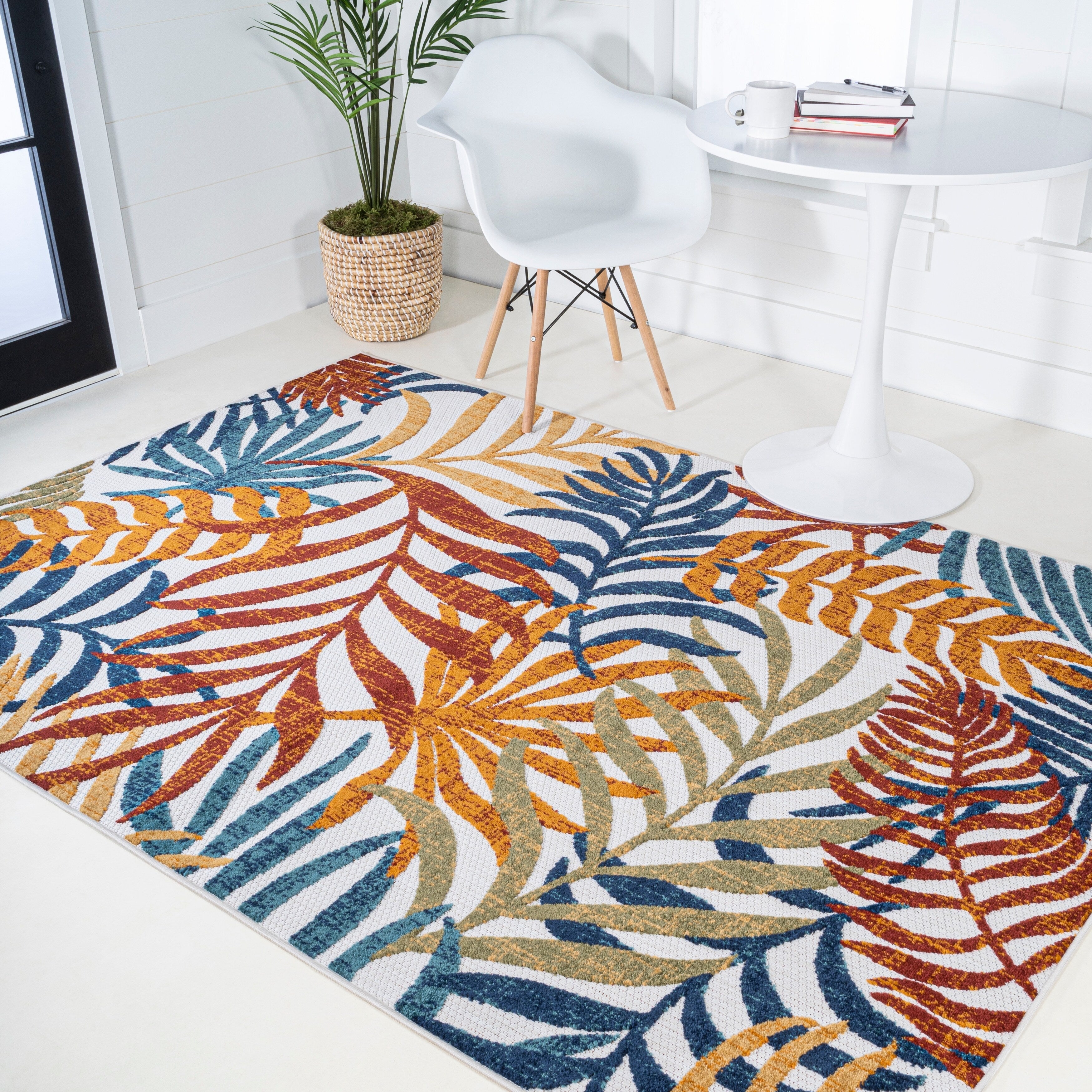 JONATHAN Y Aydin Palm Leaves Indoor/Outdoor Area Rug