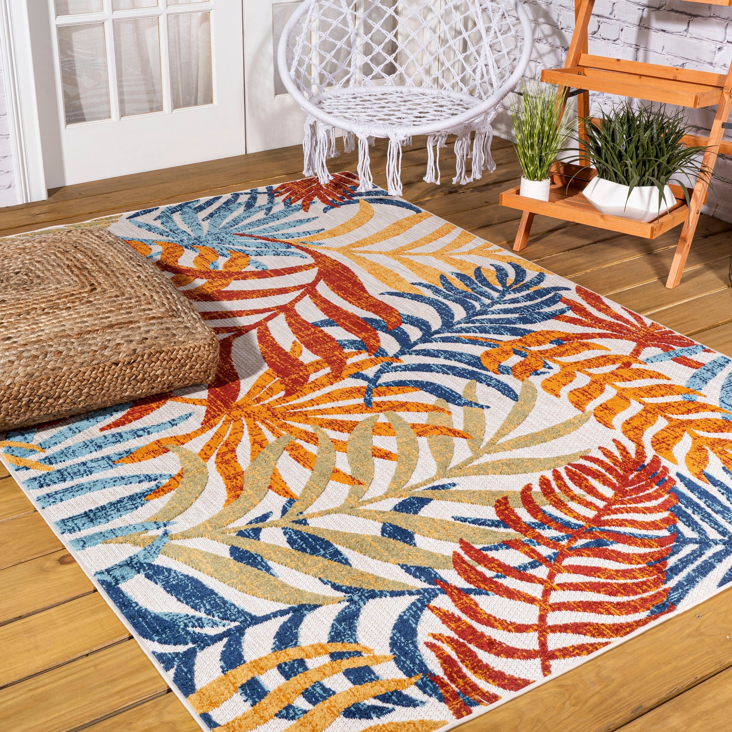 JONATHAN Y Aydin Palm Leaves Indoor/Outdoor Area Rug