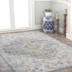 JONATHAN Y Brandy Bohemian Medallion Low-Pile Machine-Washable Cream/Terra Area Rug