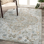 JONATHAN Y Brandy Bohemian Medallion Low-Pile Machine-Washable Cream/Terra Area Rug